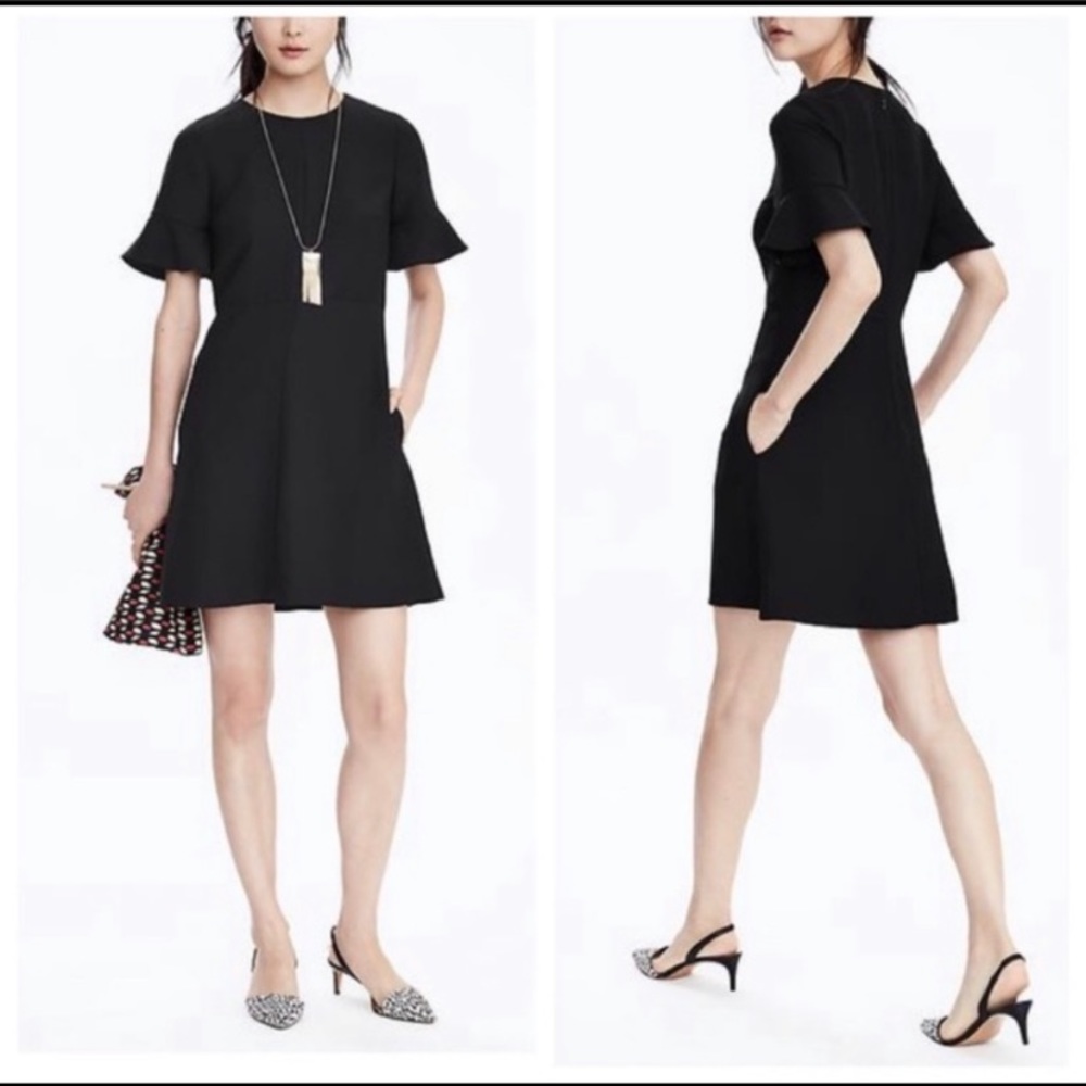 Banana Republic black flutter sleeved dress